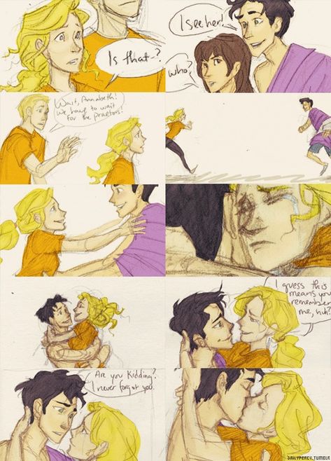 Awwwwww!!!! This is their reunion in Mark of Athena Athena Arachne, Percabeth Fan Art, Athena Tattoo, Athena Owl, Percy Jackson Annabeth Chase, Mark Of Athena, Zio Rick, Dibujos Percy Jackson, Percy And Annabeth