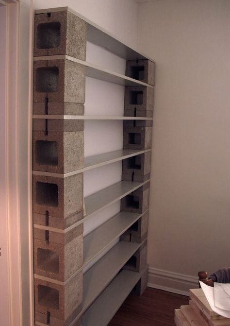 Cinder Block Bookshelf, Cinder Block Shelves, Cinder Blocks Diy, Bookshelf Closet, Block Furniture, Cinder Block Furniture, Cinder Block Walls, Diy Regal, Diy Dresser Makeover