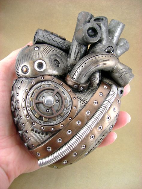 This is the 138th piece in my Industrial Heart collection, entitled, Gregory. There is a reason for this name, and I will let you know why... eventually. This is definitely the largest Industrial H... Heart System, Steampunk Animals, Steampunk Gadgets, Steampunk Heart, Steampunk Crafts, Clock Tattoo, Steampunk Diy, Steampunk Design, Steampunk Art