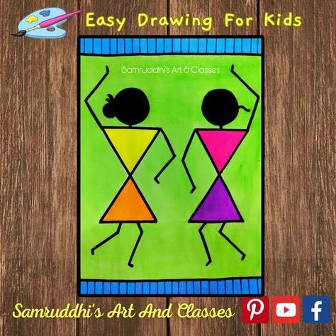 Warli Painting Ideas On Canvas, Warli Drawing Easy, Easy Warli Art For Kids, Warli Paintings Easy, Varali Painting, Easy Warli Painting, Warli Painting Ideas, Warli Art Easy, Warli Art For Kids