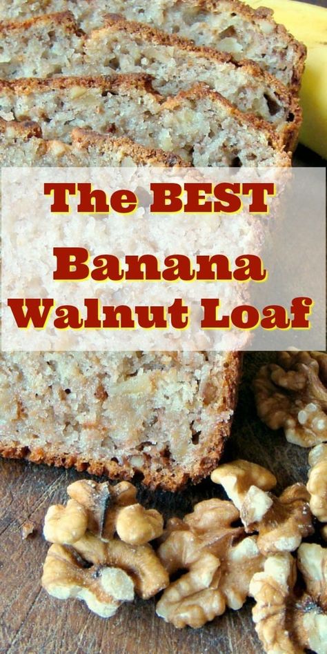 The BEST Banana Walnut Loaf Pound Cake is a super moist, made from scratch recipe with mashed bananas and nuts. Great for breakfast, brunch or dessert. An excellent, easy banana cake Pound Loaf Cake, Loaf Pound Cake, Easy Banana Cake, Banana Walnut Cake, Walnut Bread Recipe, Walnut Loaf, Banana Walnut Bread, Walnut Recipes, Walnut Bread