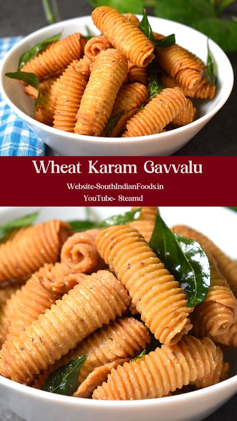 Spicy Wheat Gavvalu in 10 Min Diwali Special Maida Recipes Snacks, Diwali Snacks Recipe, Holiday Party Snacks, Diwali Special Recipes, Fried Snacks, Diwali Recipes, Summer Bbq Recipes, Diwali Snacks, Vegan Holiday Recipes