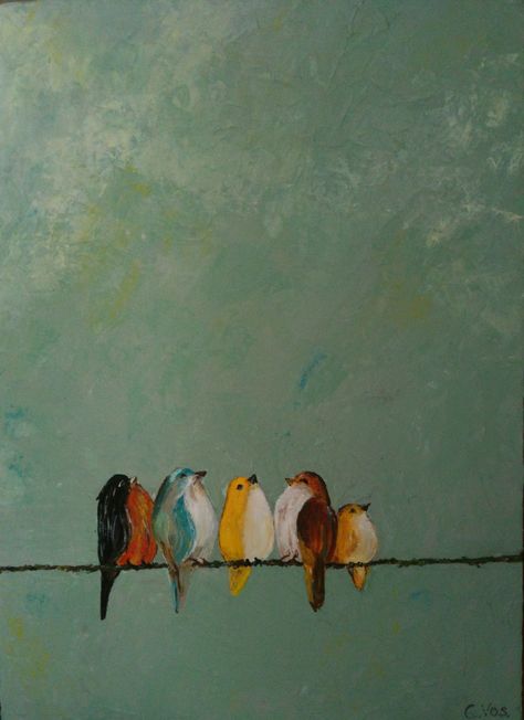 Acrylic Painting Birds Easy, Birds On Wire Painting, How To Paint Birds Acrylics, How To Paint A Bird, Acrylic Bird Paintings On Canvas, Easy Bird Painting Acrylics, Bird Painting Easy, Easy Bird Painting, Bird Painting Ideas