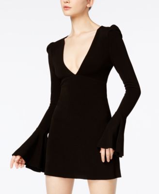 FREE PEOPLE Free People Talk About It Bell-Sleeve Mini Dress. #freepeople #cloth # dresses Winter Cocktail Dress, Black Long Sleeve Mini Dress, Empire Waist Tops, Mini Dress Black, Grad Dresses, Gingham Dress, People Talk, Knit Mini Dress, Black Xs