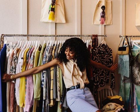 Meet Dem, The Vintage Boutique Bringing Island Vibes to Chinatown | Vogue Boutique Photoshoot, Botas Western, French New Wave, Looks Country, Branding Photoshoot Inspiration, Brand Stylist, Painted Denim Jacket, Estilo Country, Wardrobe Stylist