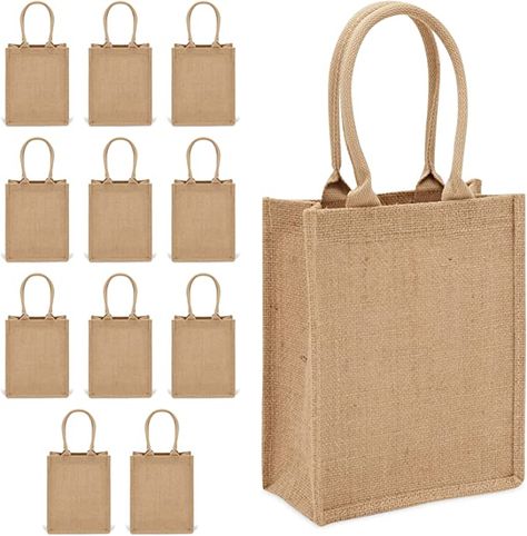 Amazon.com: Sparkle and Bash 12 Pack of Natural Burlap Tote Bags with Handles 8 x 10 x 4 Inches for Groceries, Shopping, Beach, DIY Crafts, Art Projects, Bachelorette Party, Reusable Bulk Set : Home & Kitchen Beach Diy Crafts, Bridal Party Gift Bag, Wedding Chuppah, Groceries Shopping, Burlap Gift Bags, Burlap Tote Bags, Burlap Tote, Grocery Shopping Bags, Jute Tote Bags