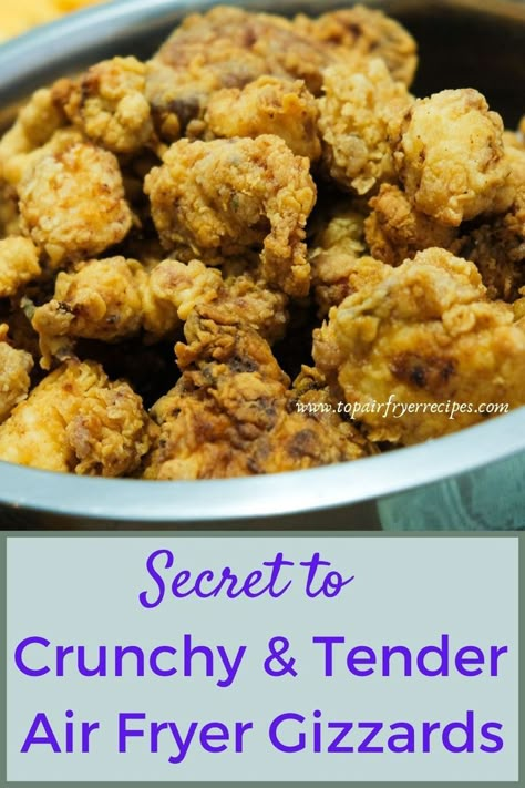 Air Fryer Chicken Gizzards Fried Chicken Gizzard Recipe, Fried Gizzards, Fried Chicken Livers, Gizzards Recipe, Crispy Air Fryer Chicken, Chicken Liver Recipes, Air Fryer Fried Chicken, Chicken Gizzards, Liver Recipes