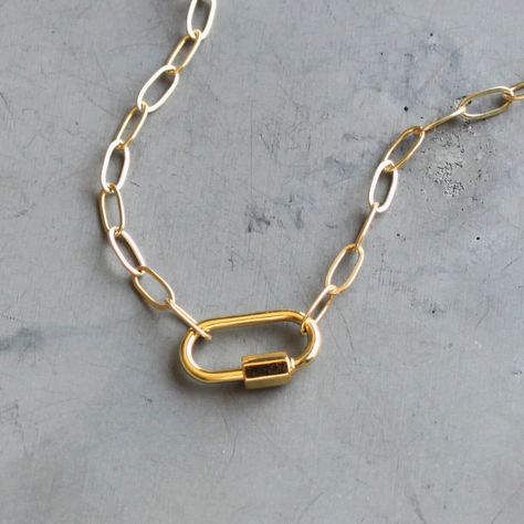 Paperclip Charm Necklace, Carabiner Charm Necklace, Charm Holder Pendant, Carabiner Necklace, Charm Holder Necklace, Pearl Lariat Necklace, Pearl Lariat, Paperclip Necklace, Charm Holder