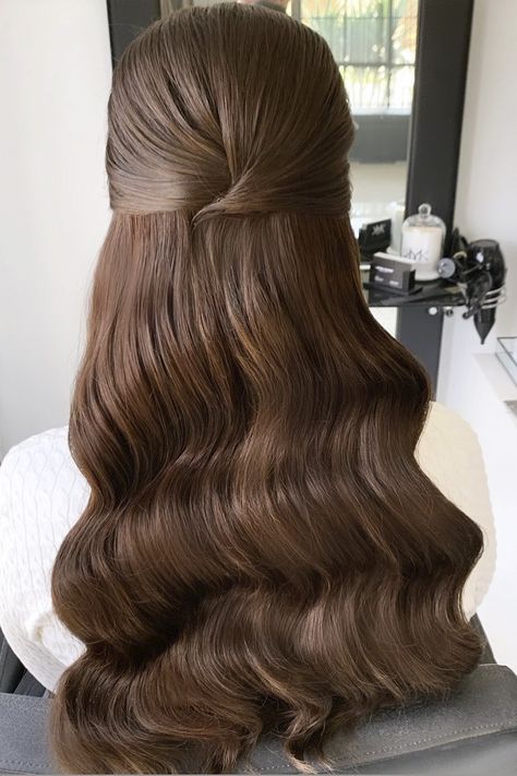 Modern Bridal Hair Down, Hair Content, Bridal Glam, Guest Hair, Minimalist Bride, Long Hair Wedding Styles, Half Updo, Wedding Hair Inspiration, Wedding Hair Down