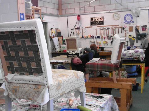 there is always something going on in our workshop, We love teaching you the art of upholstery http://www.jamiltonupholstery.co.uk/courses Upholstery Workshop, Workshop Ideas, Student Work, Toddler Bed, Upholstery, Layout, Bed, Furniture, Home Decor