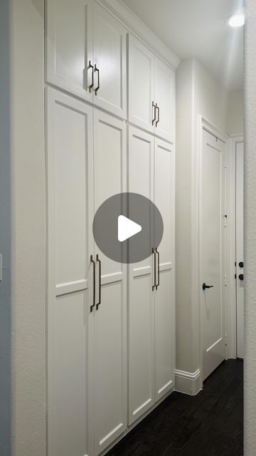 Mallory Borden Kee on Instagram: "Maximizing Storage Space!

Transforming an ordinary mudroom into a functional, stylish storage haven! 🌟 Check out this client project where we turned an open mud entry space into custom enclosed, adjustable, soft-close cabinets that go all the way to the ceiling for maximum storage. Perfect for all her storage desires!

Ready to upgrade your space? Let us help you create your dream storage solutions!

#MudroomMakeover #CustomCabinetry #HomeStorageSolutions #InteriorDesign #HomeImprovement #FunctionalSpaces #StorageGoals #SoftCloseCabinets #CeilingHeightStorage #KeeCreativeCreations #DallasRenovation #HomeProjects #LocalRenovation" Mudroom Cabinet Storage, Floor To Ceiling Cabinets Storage, Wall Of Cabinets Extra Storage, Mudroom Wardrobe, Mud Closet, End Of Hallway, Floor To Ceiling Cabinets, Entry Storage, Mudroom Cabinets