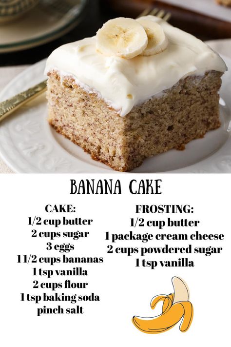 Sweet Deserts, Banana Bread Cake, Banana Dessert Recipes, Banana Cake Recipe, Zucchini Cake, Banana Dessert, Bread Cake, Cake With Cream Cheese, Banana Recipes