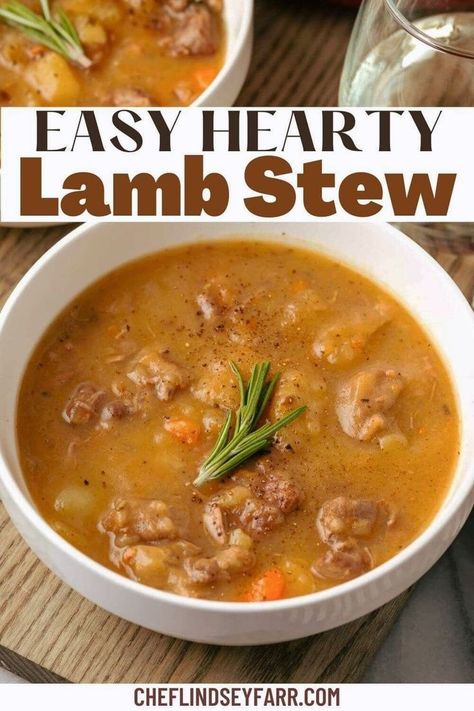 This hearty lamb stew recipe has rich, flavorful broth and tender lamb. It is the best lamb stew! Simmer it all day for the ideal dinner. Lamb Soup Recipes, Lamb Soup, Homemade Whole Wheat Bread, Lamb Stew Recipes, Lamb Stew, Comfort Food Recipes Dinners, Hearty Stews, Homemade Dinner, Stew Recipe