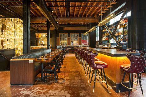 Steakhouse Design Interiors, Steakhouse Restaurant Design, Steakhouse Design, Cowboys Bar, Restaurant Designs, Restaurant Design Inspiration, Chicago Bars, Restaurant Bar Stools, Seattle Restaurants