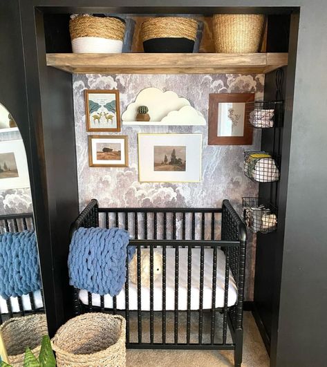 Two Crib Nursery, Closet Into A Bedroom, Crib In Closet, Sleeping Nooks, Apartment Nursery, Baby Nook, Mini Crib Nursery, Small Crib, Tiny Nursery