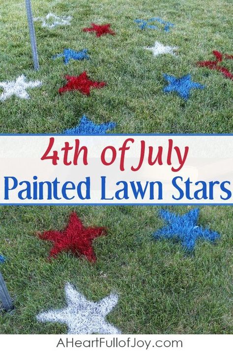 Have fun making some simple diy 4th of July outdoor decorations, painting stars on the lawn with spray paint. So easy and so fun! #4thofJulyoutdoordecorations  #4thofJulydecorationsdiy #summeroutdoordecor Lawn Stars, Stars Stencil, Painting Stars, 4 Th Of July Decorations, Family Night Activities, Summer Outdoor Decor, Fourth Of July Cakes, Diy Lawn, Star Template