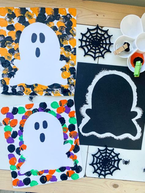 Library Halloween, Veselý Halloween, Ghost Craft, Apple Crafts, Halloween Crafts Preschool, Ghost Crafts, Halloween Kindergarten, Thanksgiving Time, Halloween Crafts For Toddlers