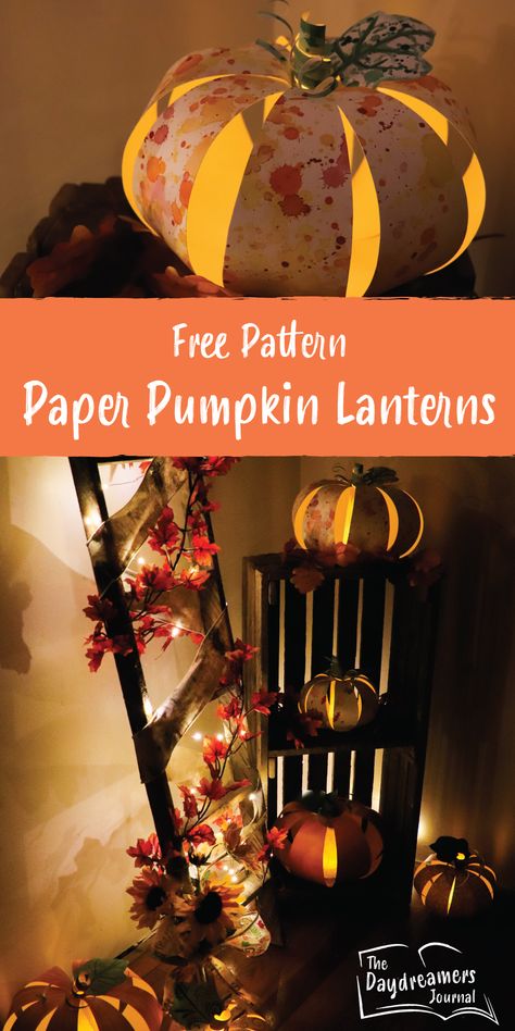 Paper Pumpkin Lanterns Diy, Paper Pumpkin Lantern, Pumpkin Lanterns Diy, 3d Paper Pumpkin, Luminary Diy, Craft For Beginners, Pumpkin Lanterns, Paper Pumpkin Craft, Mesh Crafts