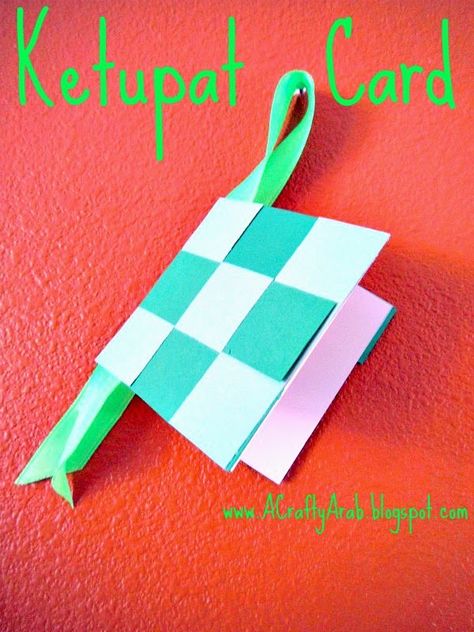 Ketupat Card Tutorial from Indonesian / Malaysian - Ramadan Craft Tutorial - 2011 Kad Raya, Culture Activities, Ramadan Craft, Memory Diy, Rice Dumpling, Independence Day Greeting Cards, Eid Mubarak Card, Messy Crafts, Eid Crafts