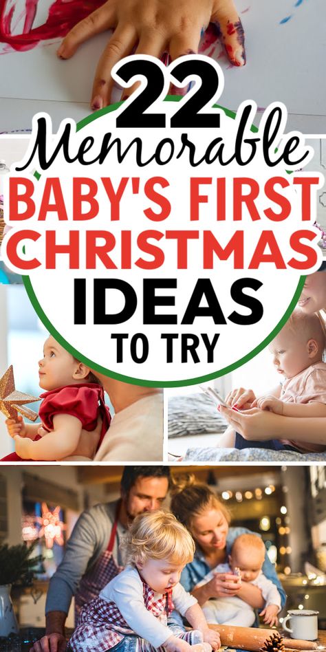 text overlay 22 memorable baby's first christmas ideas to try with images of baby's 1st xmas traditions and more 1st Christmas Ideas, Traditions To Start, Babys First Christmas, Baby's 1st Christmas, Sibling Photos, Mommy Tips, Mommy Time, Parenting Strategies, Baby Tips