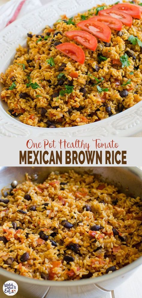 Rice With Tomatoes, Meals Mexican, Brown Rice Recipes Healthy, Mexican Brown Rice, One Pot Mexican, Healthy Rice Recipes, Mexican Chicken And Rice, Rice Side, Brown Rice Recipes