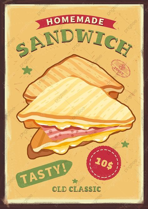 Sandwich Poster, Ham And Egg Sandwich, Cheese Poster, French Sandwich, Tacos Mexicanos, Sweet Chili Chicken, Yellow Poster, Homemade Sandwich, Ham And Cheese Sandwich