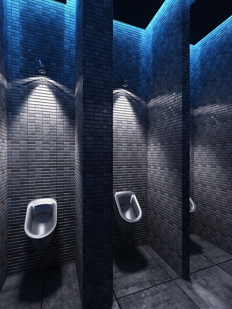 night club WC | WC in night club (men) | Roman.0304 | Flickr Gym Toilet, Mens Bathroom Ideas, Toilet Lighting, Club Design Interior, Basement Toilet, Bar Lounge Design, Home Bar Rooms, Club Lighting, Public Toilet