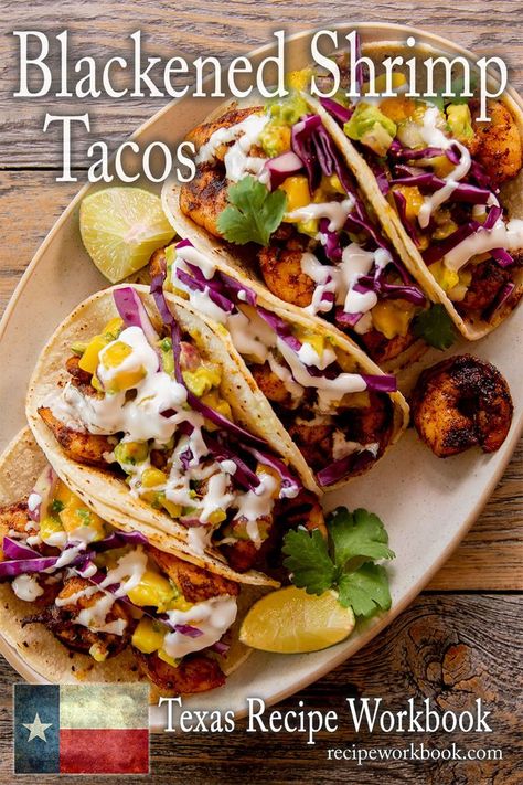 Blackened Shrimp Tacos, Tacos With Avocado, Shrimp Taco Recipes, Blackened Shrimp, Healthy Low Calorie Meals, Mexican Dinner, Ice Chest, Shrimp Dishes, Shrimp Tacos