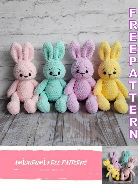 Amigurumi Velvet Yarn Rabbit Free Crochet Pattern - Amigurumi SDBES Easter Bunny Crochet, Yarn Toys, Easter Bunny Crochet Pattern, Velvet Crochet, Velvet Bunny, Bunny Crochet Pattern, Knitting Bag Pattern, Crochet Toys Free Patterns, Babies Stuff