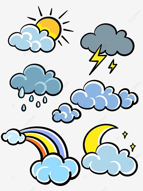 Sun And Clouds Drawing Simple, Rain Cartoon, Tower Climber, Speed Draw, Rainy Sky, Sun Drawing, Creative School Project Ideas, Weather Cloud, Cartoon Sun