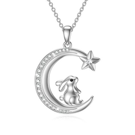 PRICES MAY VARY. Bunny Moon Necklace Design:The sterling silver rabbit sits on the moon necklace, looking at the stars in the sky. Cute and charming. The cute rabbit necklace is suitable for everyday wear, highly polished, elegant, charming and classic, suitable for any gift occasion. Bunny Pendant Necklace Material:This rabbit moon necklace is made of 100% real 925 sterling silver. The exquisite polishing technology makes every detail smooth, shiny, nickel-free, lead-free and nickel-free. Hypoa Moodboard Pictures, Silver Moon Necklace, Bunny Pendant, Rabbit Necklace, Dinosaur Pendant, Dinosaur Necklace, Pirate Kids, Bunny Necklace, Rabbit Necklaces