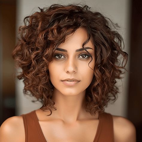 80 Cute Short Curly Haircuts & Hairstyles Trending Right Now Curly Shag Haircut Shoulder Length, Layered Curly Hair Round Face, Long Bob Curly Haircuts, Short Curly Hairstyles For White Women, Red Bronze Hair, Short Gray Curly Hairstyles, Curly Hairstyles For Round Faces Over 40, Short Hairstyles For Curly Hair Over 50, Hair Styles For Fine Curly Hair