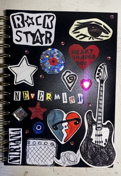 Sketchbook Cover Ideas Grunge, Things To Draw On The Cover Of Your Sketchbook, Grunge Sketchbook Cover, Sketbook Cover Ideas, Sketch Book Ideas Cover, Sketchbook Art Journal Cover, Ideas For Sketchbook Cover, Sketchbook Cover Inspiration, Sketchbook Cover Ideas Stickers