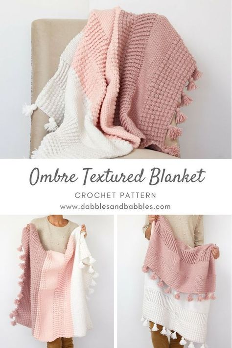 Motifs Afghans, Textured Blanket, Ombre Crochet, Beau Crochet, Textured Blankets, Crocheted Blanket, Confection Au Crochet, Crochet For Beginners Blanket, Crochet Simple