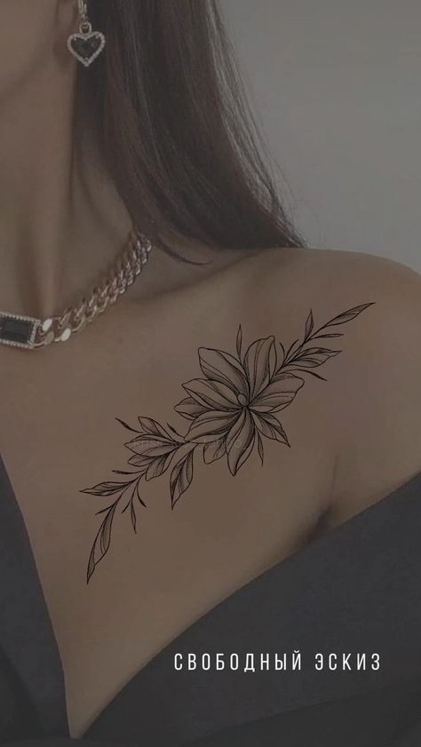 Delicate Tattoos For Women, Clavicle Tattoo, Floral Back Tattoos, Henna Style Tattoos, Small Chest Tattoos, Flame Tattoos, Hip Tattoos Women, Chest Tattoos For Women, Shoulder Tattoos For Women