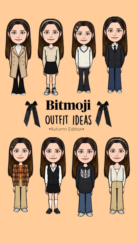 #bitmojioutfitideas Bitmoji Outfit Ideas, Fall Bitmoji Outfits, Pretty Bitmoji Ideas, Bitmoji Outfits Baddie, Cute Snapchat Bitmoji Ideas, Emoji Clothes, Snapchat Avatar, Bff Matching Outfits, Bitmoji Outfits