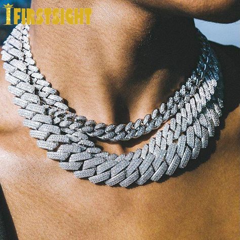 Cuban Link Chain Men, Mode Hip Hop, Fake Diamond, Cuban Link Chain Necklaces, Bling Necklace, Cubic Zirconia Necklace, Mens Chain Necklace, Party Necklace, Mens Jewelry Necklace