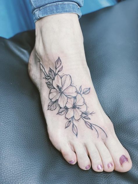 Flower Feet Tattoos, Flower Feet Tattoos For Women, Flower Foot Tattoos For Women, Foot And Ankle Tattoos For Women, Pretty Foot Tattoos For Women, Foot Tattoos For Women Classy, Vine Foot Tattoos, Hibiscus Tattoos, Floral Foot Tattoo