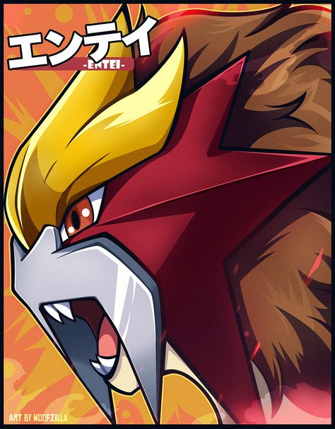 Entei Pokemon Art, Pokemon Cover, Pokemon Entei, Entei Pokemon, Kartu Pokemon, Pokemon Silver, Pokemon Game Characters, Pokemon Movies, Gold Pokemon