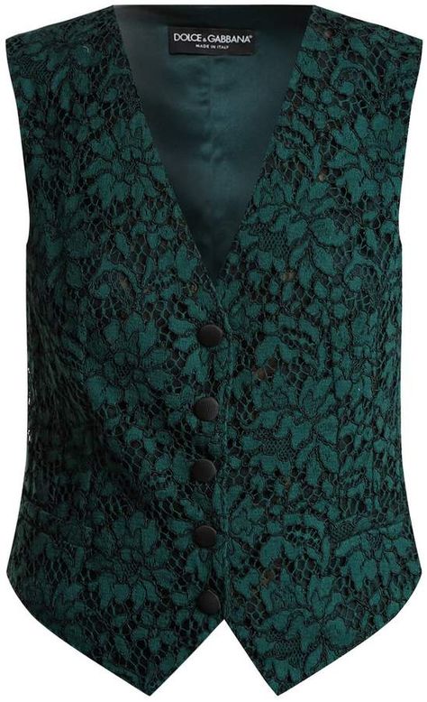 DOLCE & GABBANA Cordonetto-lace waistcoat Woman Vest, A Romantic, Vest Dress, Deep V Neck, Sweater Jacket, Dolce And Gabbana, Sleeveless Top, Satin, V Neck