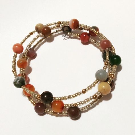 Wire wrap seed bead bracelet. Earth tones & gold: grounding & unity. Mom Bracelets, Bracelets Ideas, Seed Bead Bracelet, Moms Bracelet, Earth Color, Glass Beaded Bracelets, Seed Bead Bracelets, Wire Wrap, Bead Bracelet