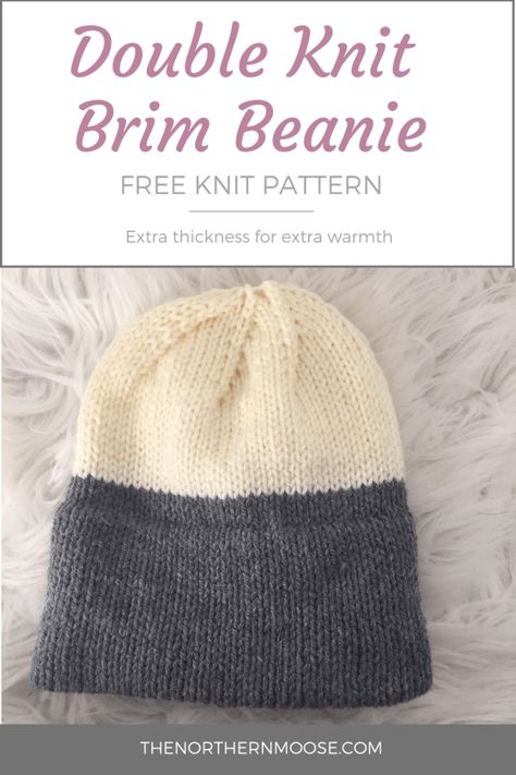 Free knitted hat pattern, the double knit brim hat. Extra thick brim for extra warmth. Easy step-by-step photo instructions. #knithat #freepattern Icelandic Knitting Patterns Free, Knit Beanies, Crocheting Patterns, Hat Patterns Free, Knitting Patterns Free Hats, Seed Stitch, Knitted Wit, Circular Knitting Needles, Beanie Pattern