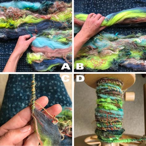 Roving Reporter: How I Tackle a Textured Spinning Batt | Spin Off How To Spin Yarn By Hand, Spinning Art Yarn, Spinning Yarn Fiber, Art Yarn Spinning, Making Yarn, Art Yarn Weaving, Yarn Spinning, Art Yarn Handspun, Spinning Wool