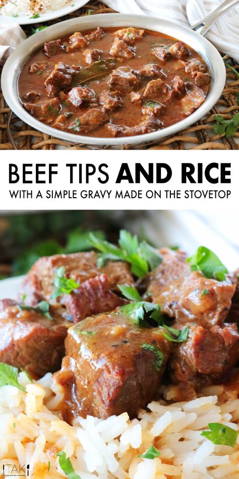 Recipe For Beef Tips, Tender Beef Tips, Beef Tips And Rice, Beef Tip Recipes, Beef Tips And Gravy, How To Cook Beef, One Skillet, Beef Tips, Tender Beef