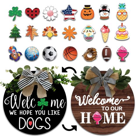 Holiday Icons, Welcome Door Sign, Sign For Front Door, Welcome Home Signs, Welcome Door Signs, Front Porch Signs, Holiday Icon, Front Door Signs, Different Holidays