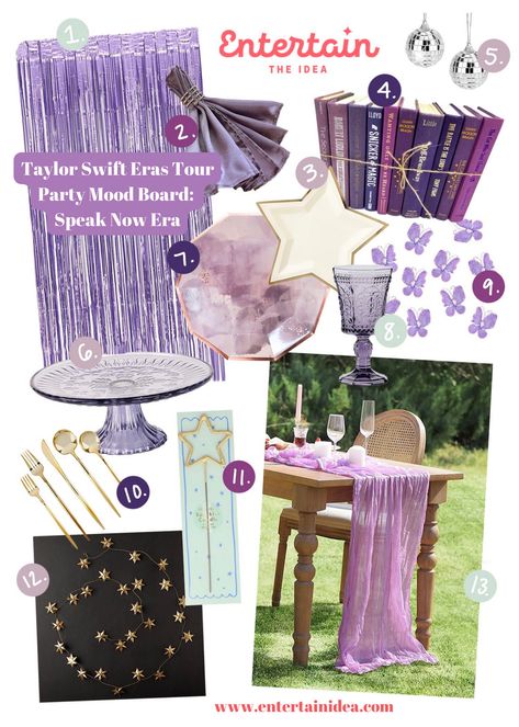 The Speak Now Era Party | Taylor Swift Eras Tour Party Mood Boards — Entertain the Idea Taylor Swift Speak Now Decorations, Speak Now Inspired Food, Speak Now Taylor Swift Cocktail, Taylor Swift Speak Now Themed Party, Taylor Swift Speak Now Party Ideas, Enchanted Taylor Swift Party, Speak Now Desserts, Taylor Swift Eras Birthday Theme, Speak Now Birthday Party Ideas