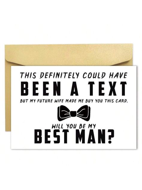 1 Piece Funny Will You Be My Best Man Card, Best Man Proposal Card, Best Man Wedding Invitation Card, Best Man CardI discovered amazing products on SHEIN.com, come check them out! Christmas Groomsmen, Groomsmen Cards, Groomsman Proposal Box, Be My Best Man, Best Man Proposal, Mini Champagne Labels, Groomsman Card, Groomsmen Proposal Gifts, Thoughtful Wedding Gifts