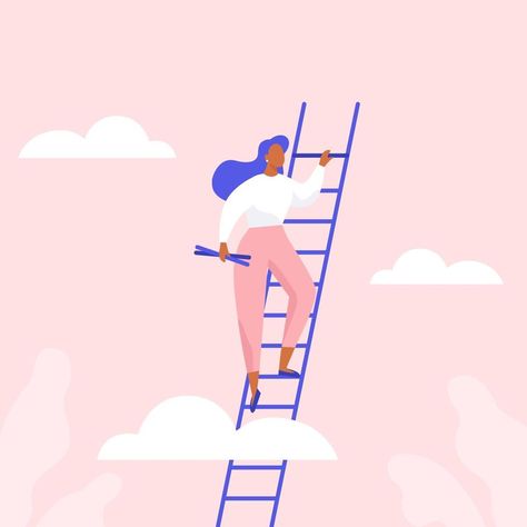 Motivating Illustration, Stairs Vector, Motivational Illustration, Motivation Illustration, Woman Climbing, Team Decor, Wet Floor Signs, Success In Business, Minimal Photography