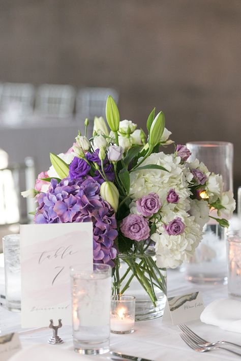 Styling by our styling division, the Tampa Wedding Gallery. Violet Wedding Theme, Museum Wedding Reception, Wedding Table Centerpieces Purple, Wedding Table Decorations Purple, Purple Table Settings, Purple Wedding Tables, Lilac Decor, Deep Romantic, 50th Wedding Anniversary Decorations