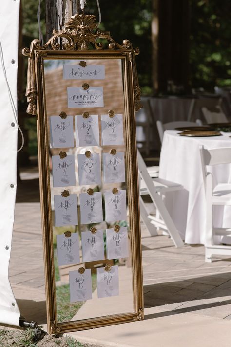 20+ Stylish Mirror Wedding Table Plan Ideas Gold Frames Table Numbers, Table Numbers On Mirror, Mirror With Table Numbers, Table Numbers Wedding Mirror, Table Seating On Mirror, Floor Mirror Seating Chart, Mirror Seating Chart With Wax Seals, Mirror Wax Seal Seating Chart, Wax Seal Mirror Seating Chart